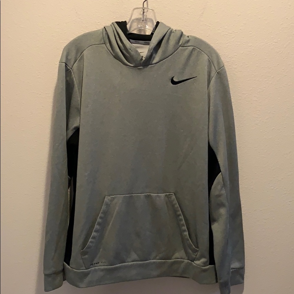 Nike Mens Size L/Gray/Black Cotton Pullover Hoodie​​​​​​​​​​​​​​​​​​​​​